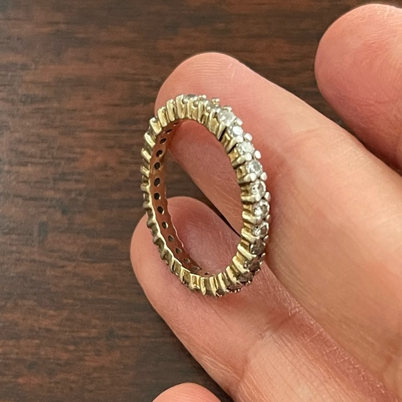 Cubic zirconia gold plated solid sterling silver size 7.0 eternity ring - Picture 11 of 11